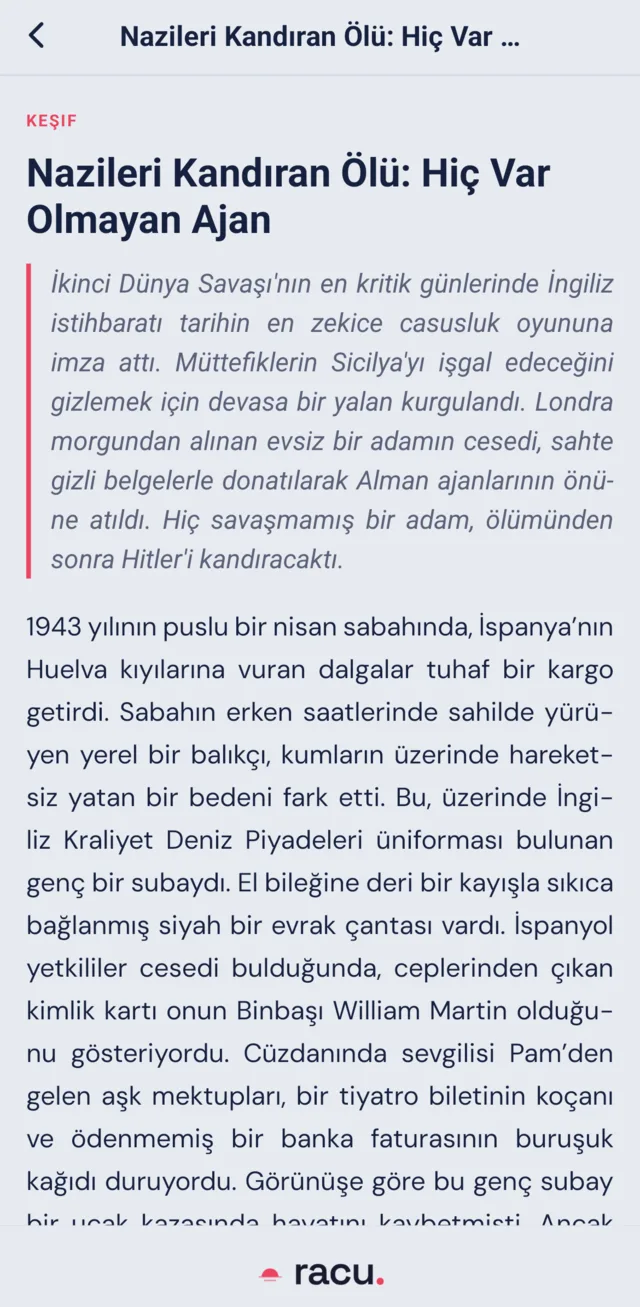 Bir racu'nun okuma ekranı